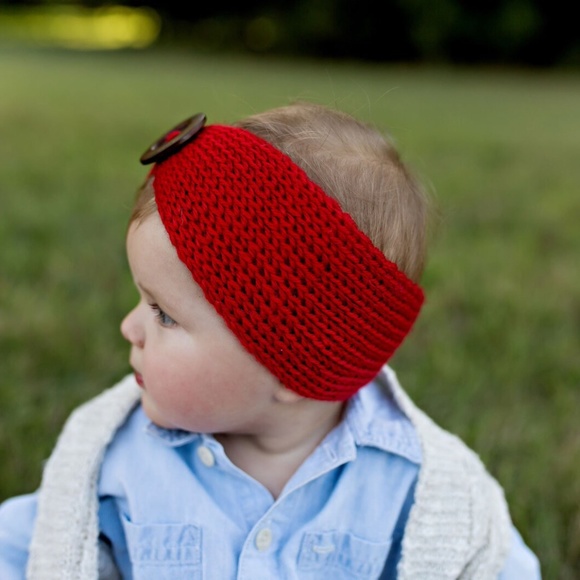 Blushing Heart Knit Button Headband 3pk - Picture 1 of 4